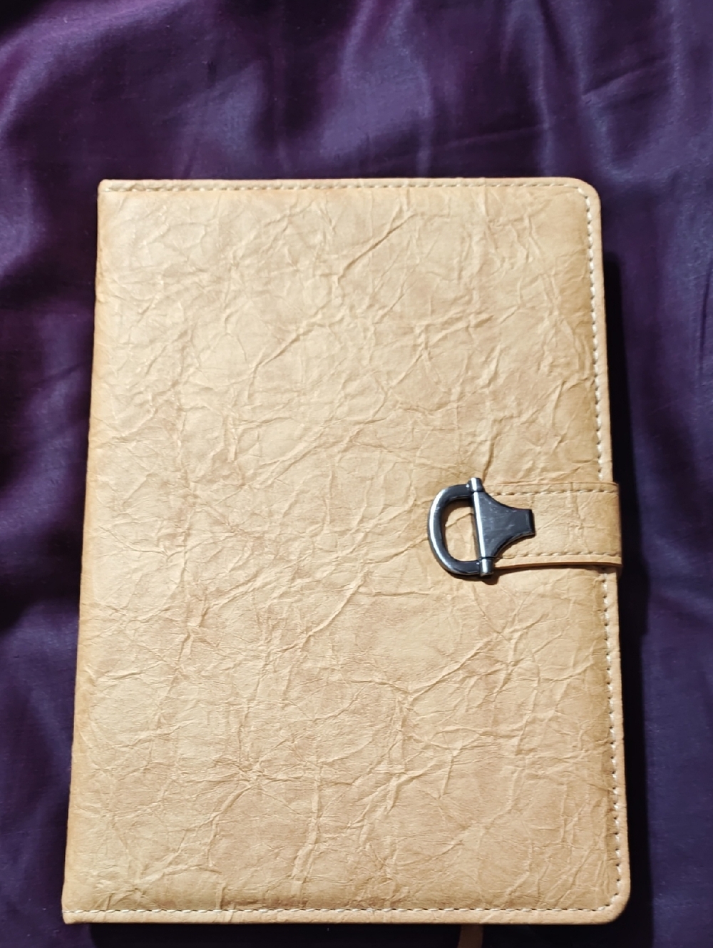 Tan Faux-Leather Notebook Journal with Metal Clasp